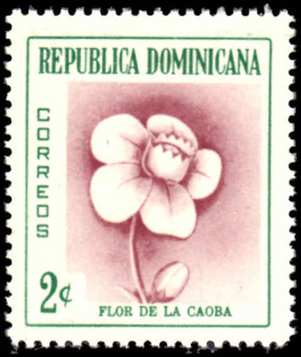 Dominican Republic 1957 2c Mahogany Flower lightly mounted mint.