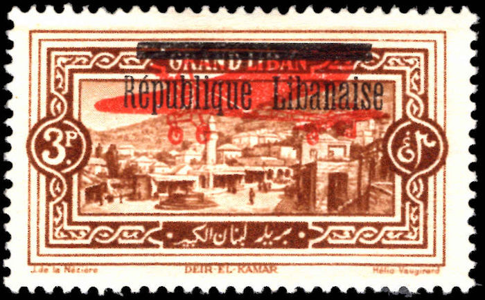 Lebanon 1927 3p brown air lightly mounted mint.