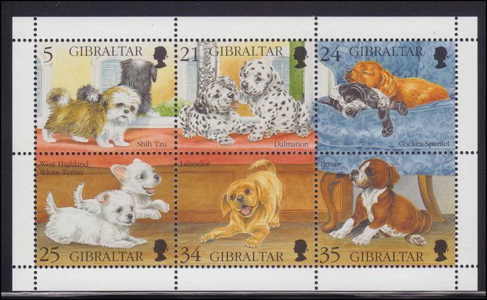 Gibraltar 1996 Puppies sheetlet unmounted mint.