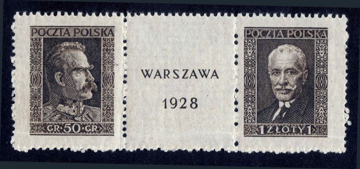 Poland 1928 Warsaw Philatelic exhibition pair from souvenir sheet unmounted mint.