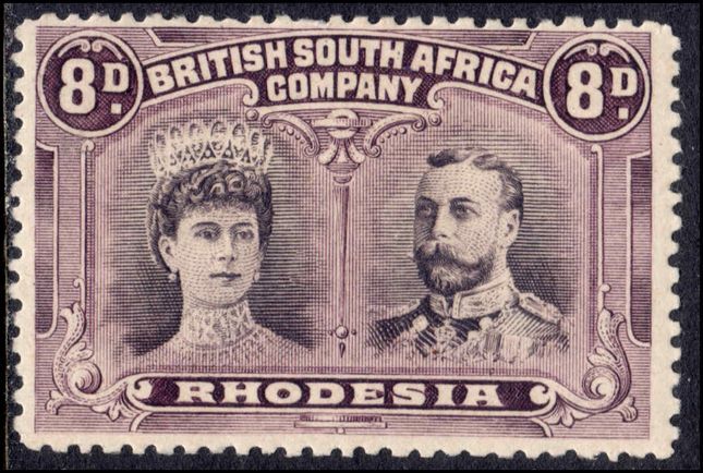 Rhodesia 1910-13 8d dull purple and purple perf 14 fine mint hinged.