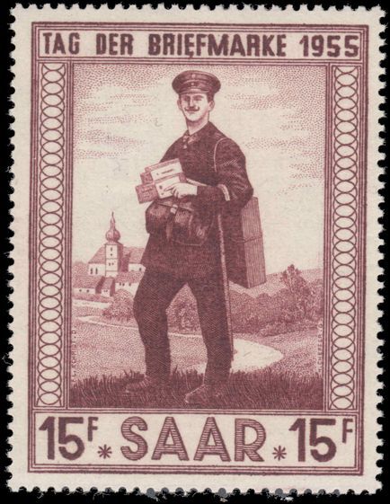 Saar 1955 Stamp Day lightly mounted mint.
