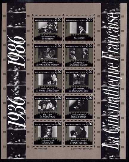 France 1986 French Film souvenir sheet unmounted mint.