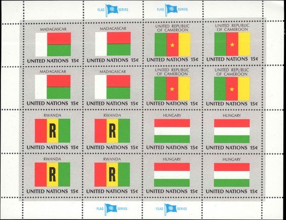 New York 1980 Flag sheet Madagascar Cameroon Hungary Rwanda unmounted mint.