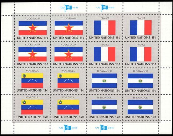 New York 1980 Flag sheet Yugoslavia El Salvador France Venezuela unmounted mint.