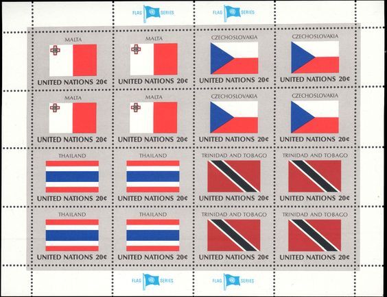 New York 1981 Flag sheet Malta Czechoslovakia Thailand Trinidad unmounted mint.
