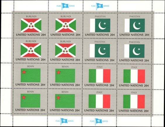 New York 1984 Flag sheet Burundi Pakistan Benin Italy unmounted mint.