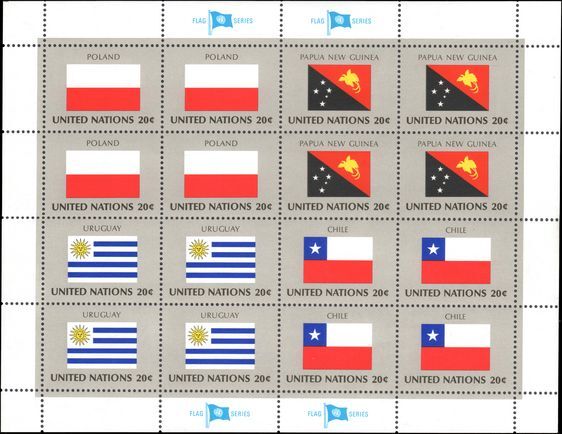 New York 1984 Flag sheet Poland Papua Uruguay Chile unmounted mint.