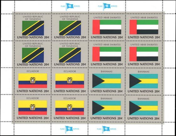 New York 1984 Flag sheet Tanzania UAE Ecuador Bahamas unmounted mint.