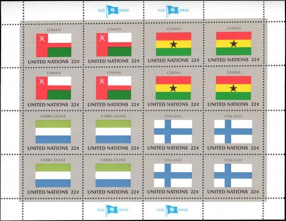 New York 1985 Flag sheet Oman Ghana Sierra Leone Finland unmounted mint.