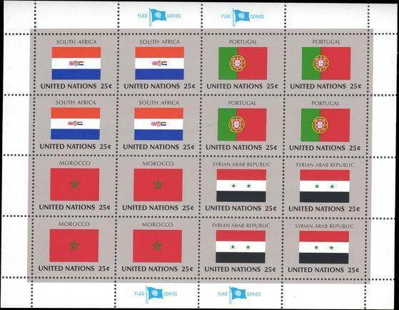 New York 1989 Flag sheet South Africa Portugal Morocco Syria unmounted mint.