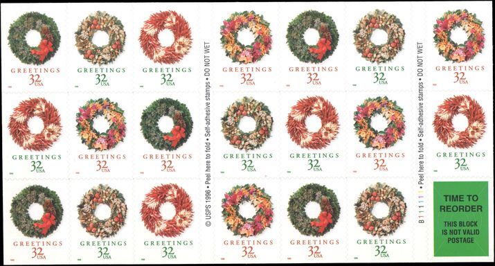 USA 1998 Holiday Plate B111111 booklet unmounted mint.