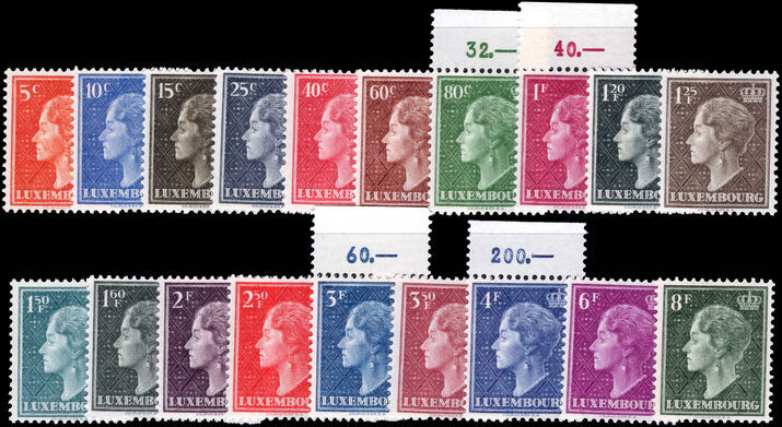 Luxembourg 1948-58 Grand Duchess part set unmounted mint.