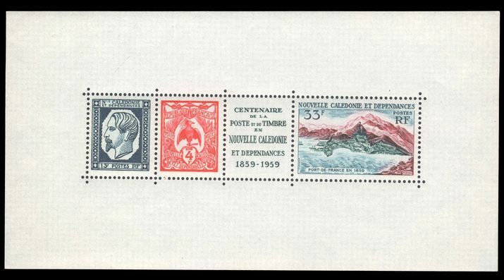 New Caledonia 1960 Postal Centenary souvenir sheet unmounted mint.