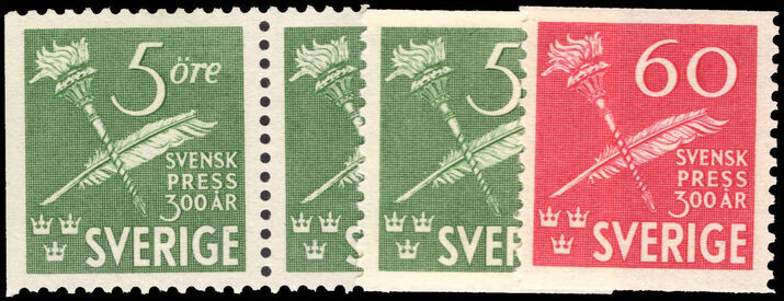 Sweden 1945 Tercentenary of Swedish Press booklet and coil set unmounted mint.