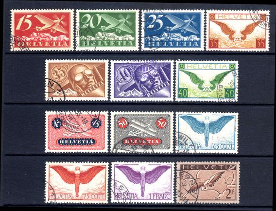 Switzerland 1923-40 Airmail set on ordinary smooth paper exceptionally fine used.