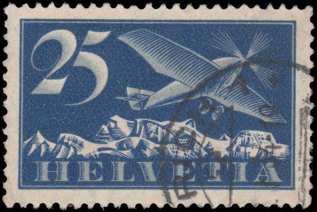 Switzerland 1923-40 25c Airmail on ordinary smooth paper exceptionally fine used.