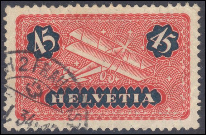 Switzerland 1923-40 45c airmail on ordinary smooth paper exceptionally fine used.