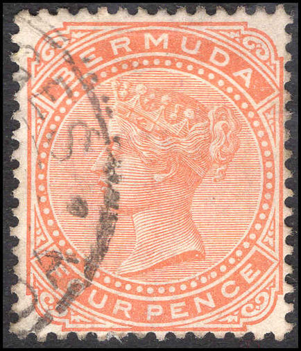 Bermuda 1880 4d orange-red crown CC fine used.