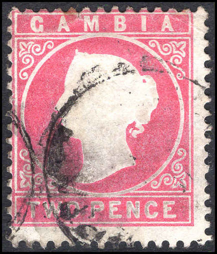 Gambia 1880-81 2d rose upright wmk CC fine used.