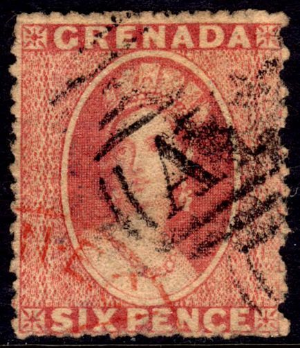 Grenada 1861-62 6d rose red no watermark fine used.