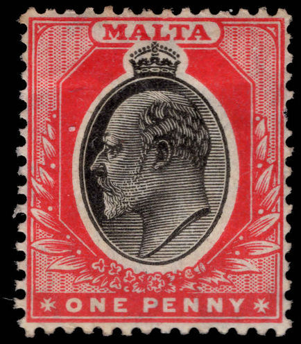 Malta 1904-14 1d black and red lightly mounted mint.