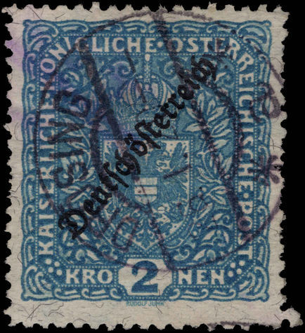 Austria 1918-19 2kr perf 11½ shallow thin fine used.