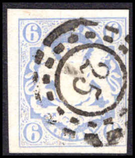 Bavaria 1867-69 6k pale blue 4 margins (just) fine used.