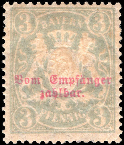 Bavaria 1876 3pf postage due lightly mounted mint.