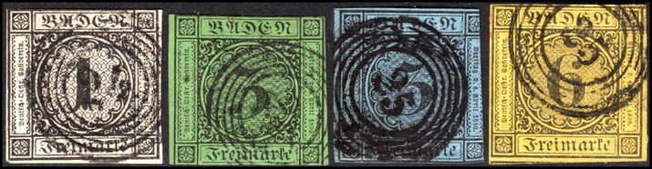 Baden 1853-58 set of values fine used.