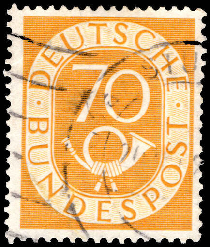 West Germany 1951-52 70pf yellow posthorn fine used.