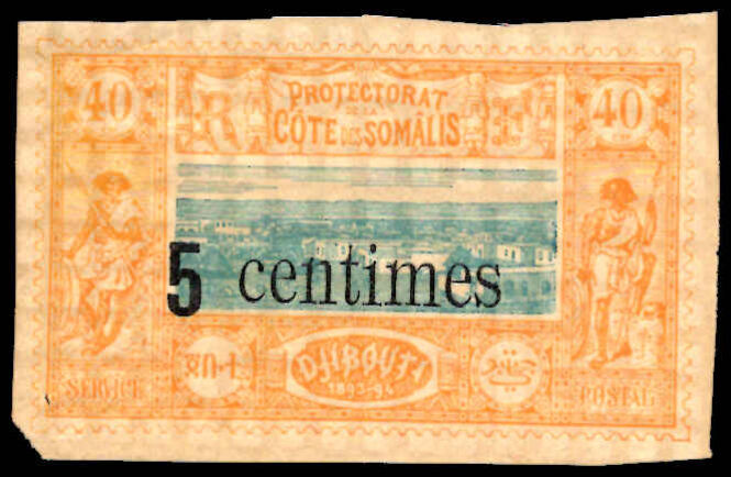 Djibouti 1902 5c on 40c blue and yellow lightly mounted mint