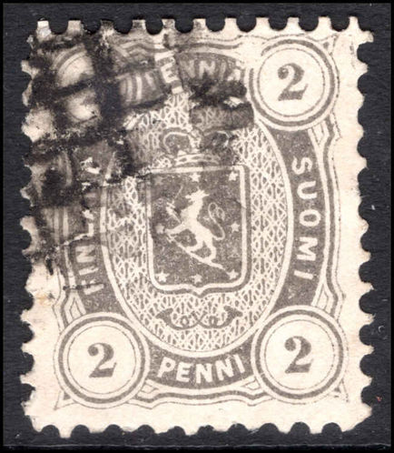 Finland 1875-84 2p grey perf 11 variety white fleck above a oF pennia fine used.