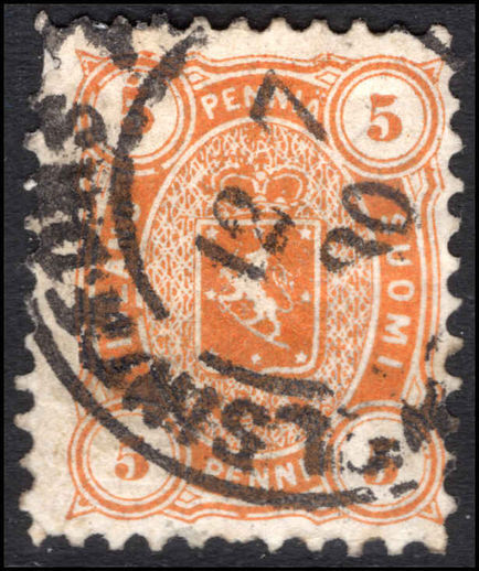 Finland 1875-84 5p orange perf 11 fine used.