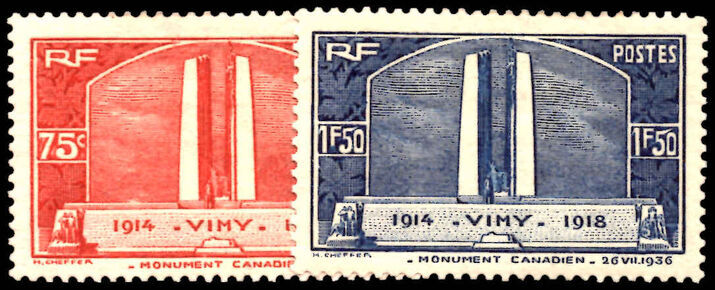 France 1936 Canadian War Memorial lightly mounted mint