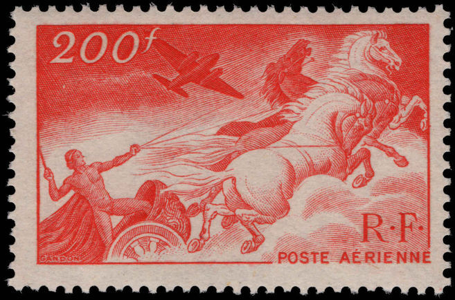 France 1946-47 200f Apollo and Chariot airmail unmounted mint.