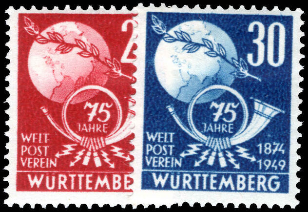 Wurttemberg 1949 UPU lightly mounted mint.