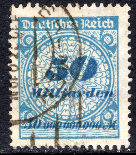 Germany 1923 50Md fine used with FAKE CANCEL.