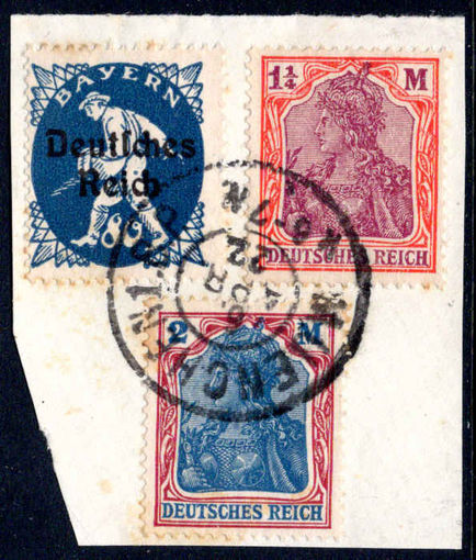 Germany 1922 1.25m and 2m on piece fine used.