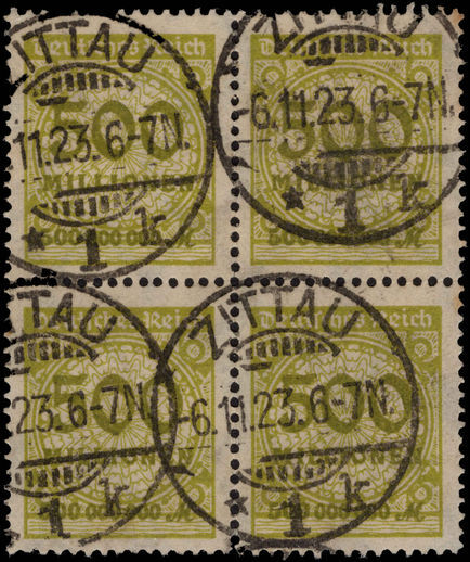 Germany 1923 500m block of 4 fine used.