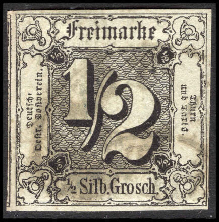 Thurn & Taxis Northern District 1859-61 ½sgr black on pale green 4 margins fine used.