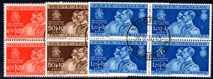 Italy 1930 Marriage set in CTO blocks of 4 fine used.