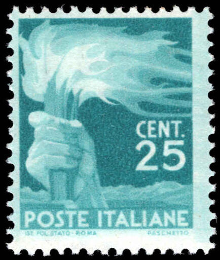 Italy 1945-48 25l deep green unmounted mint.