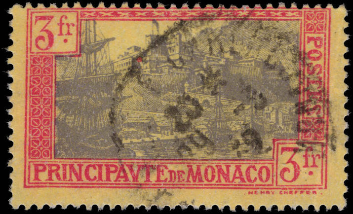 Monaco 1924-33 3f lavender and red on yellow fine used.