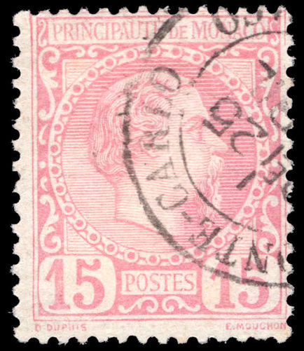 Monaco 1885 15c pale rose fine used.
