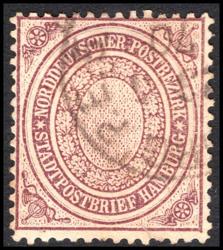Hamburg 1869 (½s) purple-browm perf fine used.
