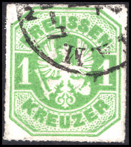 Prussia 1867 1k yellow-green fine used.