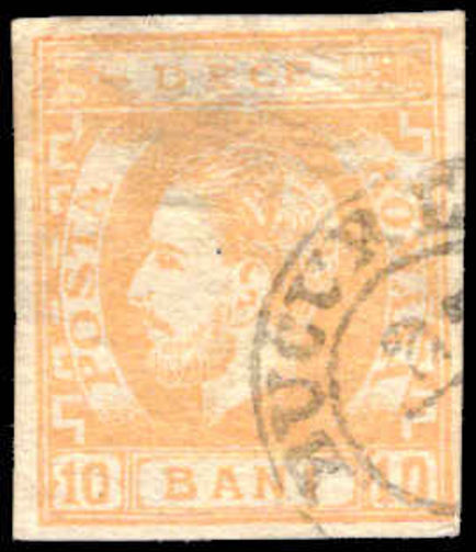 Romania 1871-72 10b orange-yellow fine used.