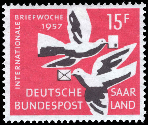 Saar 1957 International Correspondence Week lightly mounted mint.
