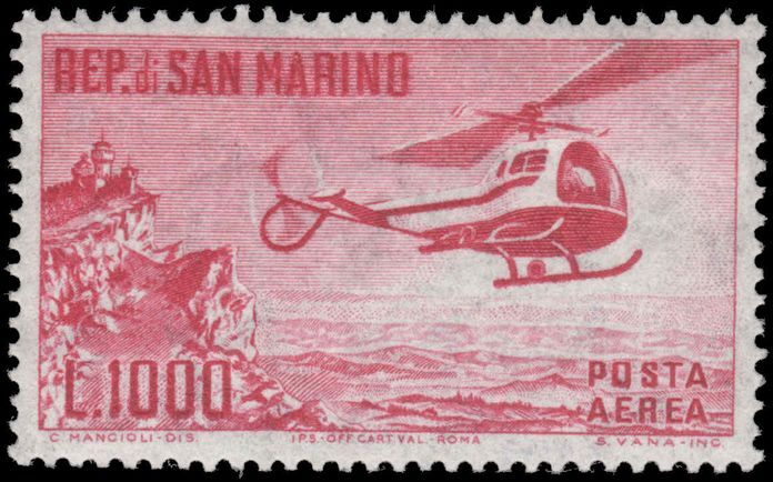 San Marino 1961 Helicopter Air unmounted mint.